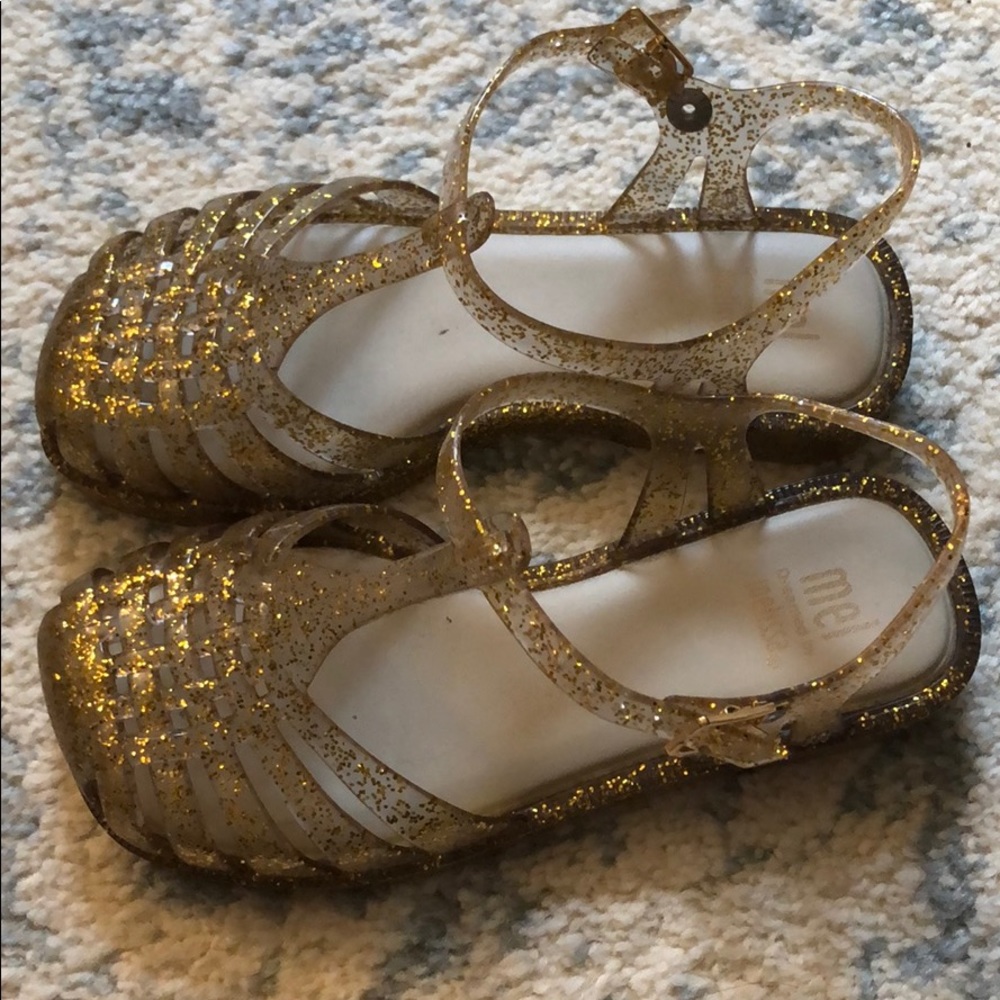 Mini Melissa t strap sparkle shoes